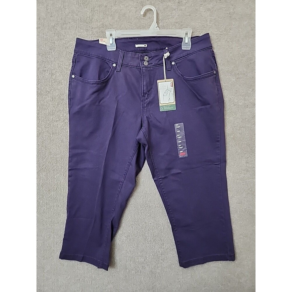 Levis 542 Capri Jeans Womens 18W Purple Flap Pockets Stretch NEW